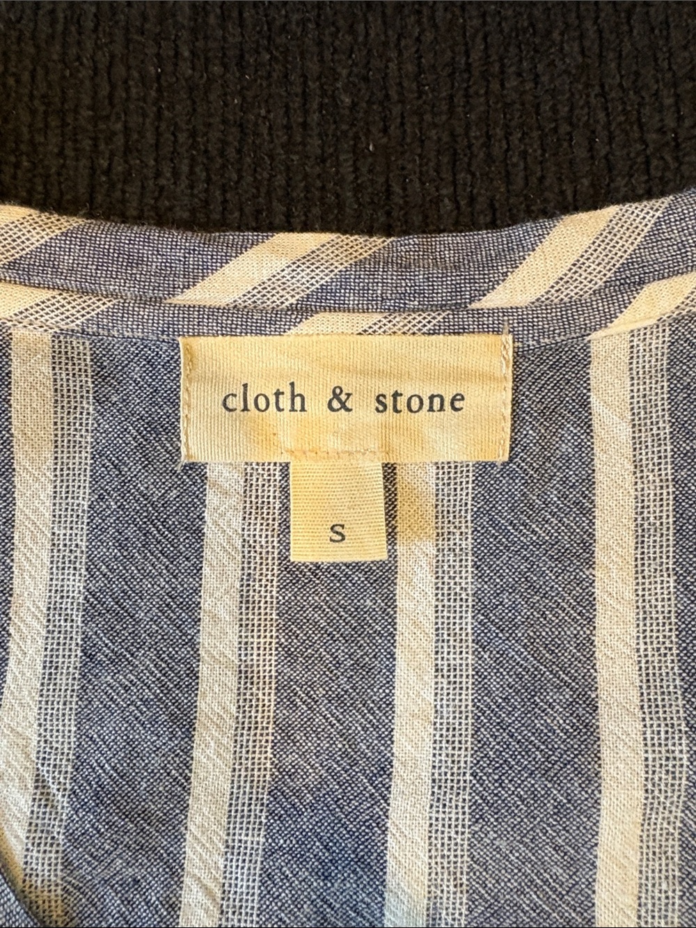cloth & stone Blue and White Striped High-Low V-Neck Linen Blend Dress - Picture 2 of 13